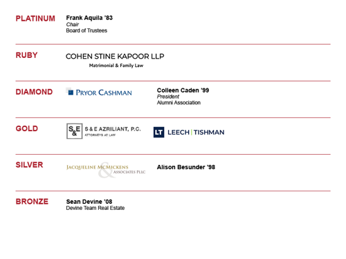 Graphic of the logos of Sponsors for the Alumni Dinner 2026