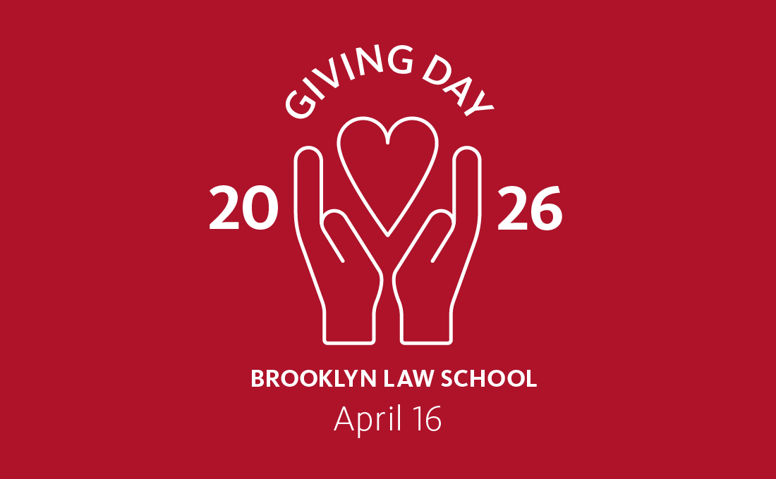 A red graphic with an outline of two hands with a heart inside that says "Giving Day 2026"
