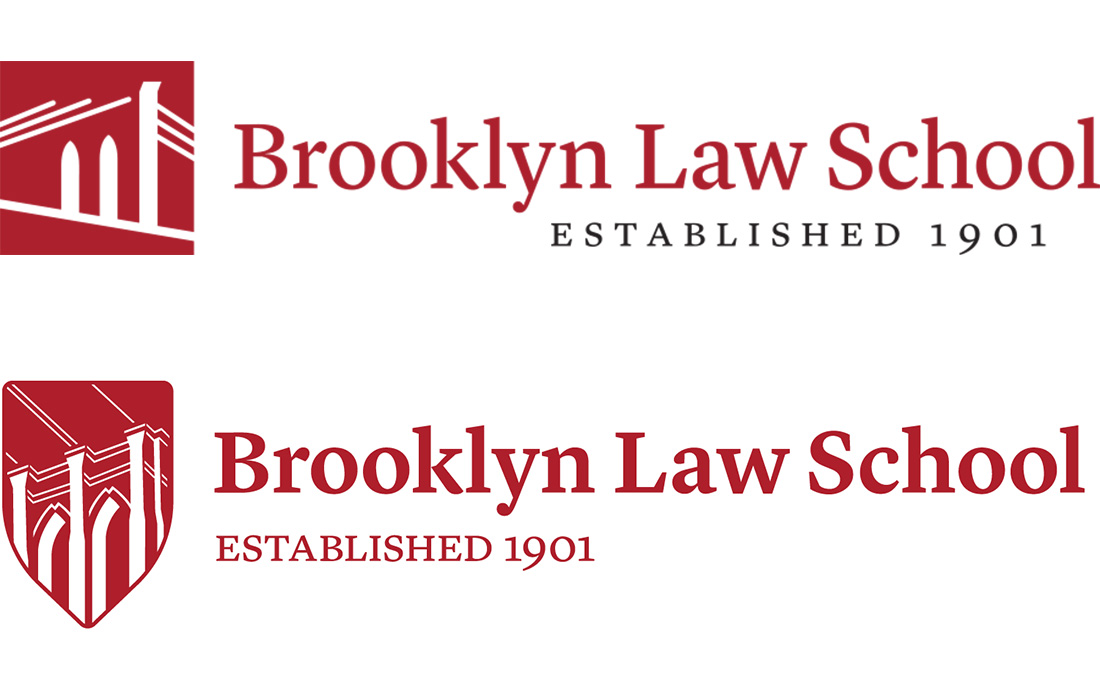 Two Brooklyn Law School logos stacked on top of each other. Old on top, new on bottom.