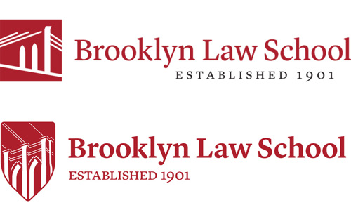 Two Brooklyn Law School logos stacked on top of each other. Old on top, new on bottom.