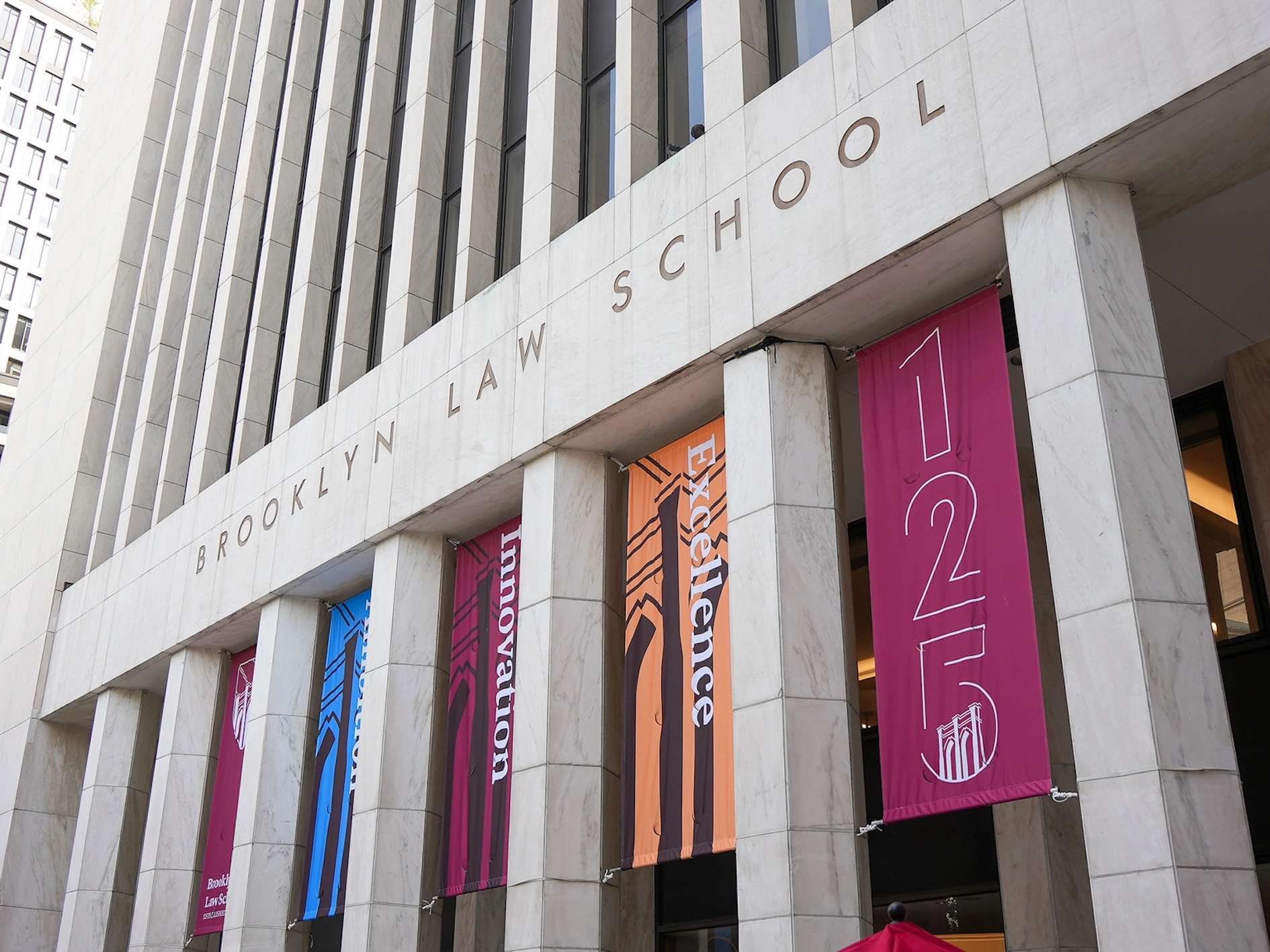 abstract photo of the front of the Brooklyn Law School building