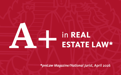 A red graphic with white text that says "A+ in Real Estate Law."