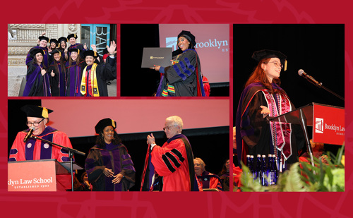 A collage of five photos from Brooklyn Law School's 2026 commencement ceremony.